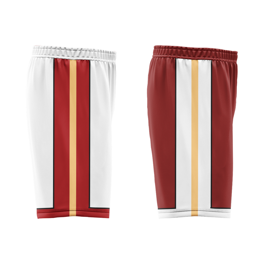 Custom White Red Classic Style Reversible Basketball Uniform Personalized COOLMAX BBJR-D017017