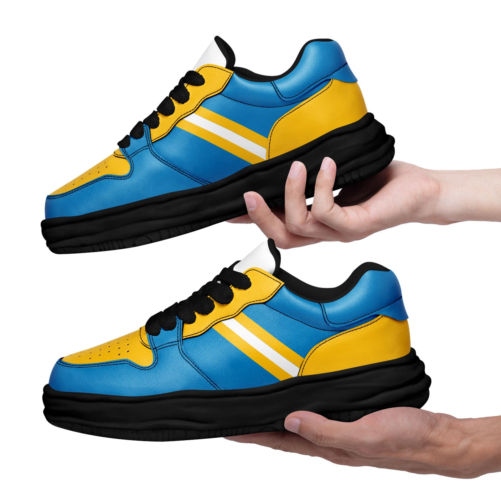 Custom Blue Yellow Los Angeles Shoes Personalized Sneaker FN032-D020389-22