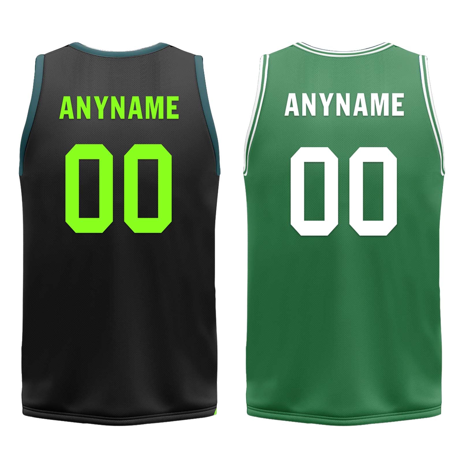 Custom Black Green Boston City Edition Personalized Reversible Basketball Set Sports Basketball Jersey BBJ01R-D0610-2