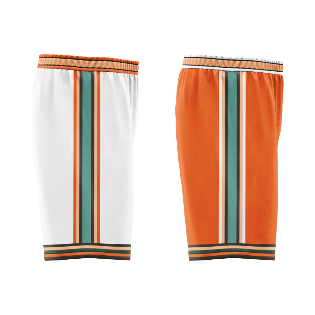 Custom White Orange Classic Style Reversible Basketball Uniform Personalized COOLMAX BBJR-D017052