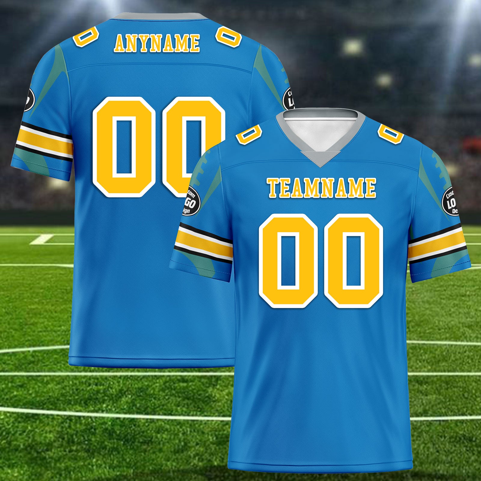 Custom Blue Los Angeles Football Jersey and Sports Shoes Combo Offer Personalized Combo ZH-D025008-24