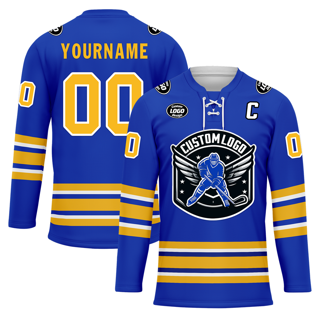 Custom Blue Yellow Personalized Hockey Jersey HCKJ01-D0a70aa