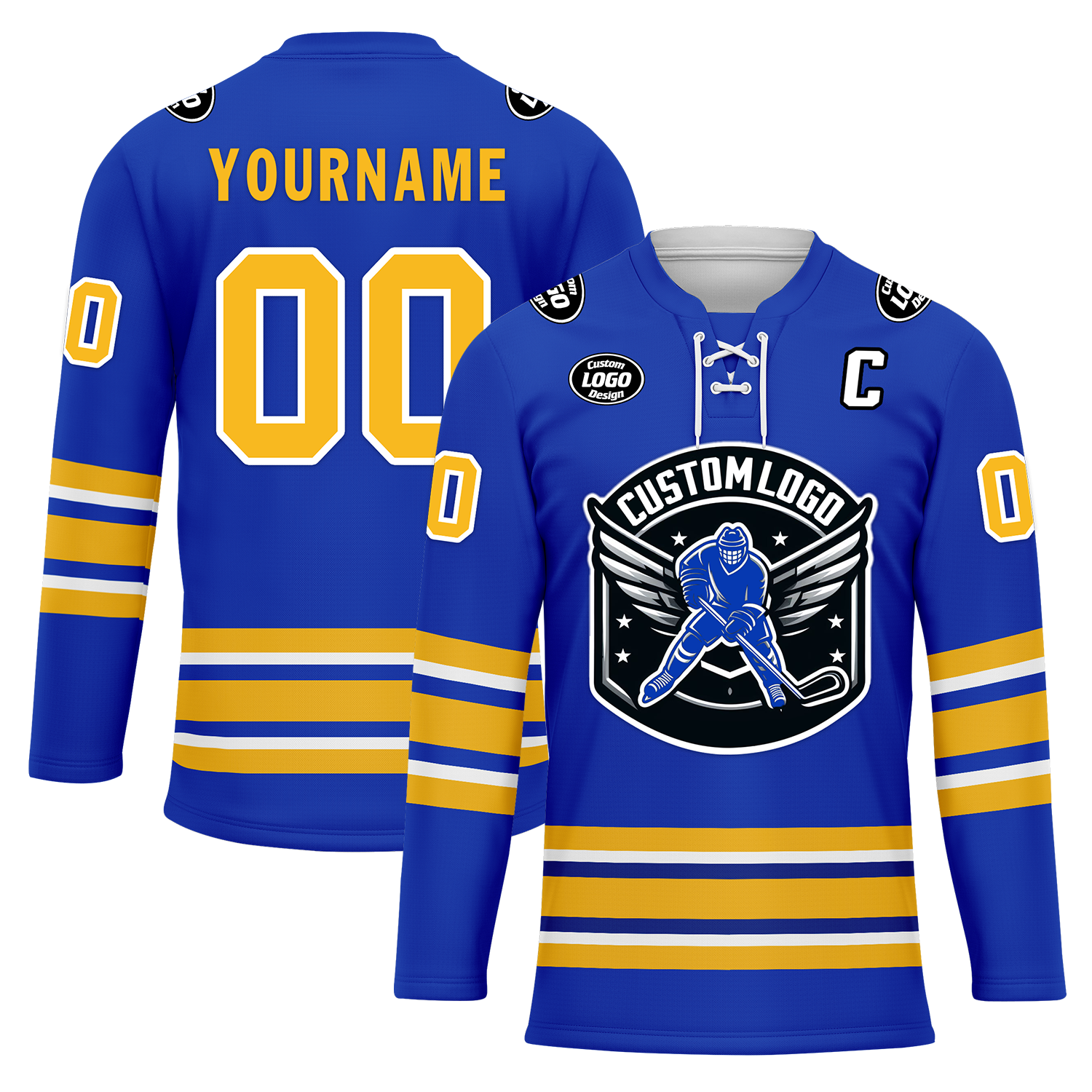 Custom Blue Yellow Personalized Hockey Jersey HCKJ01-D0a70aa