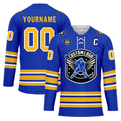 Custom Blue Yellow Personalized Hockey Jersey HCKJ01-D0a70aa