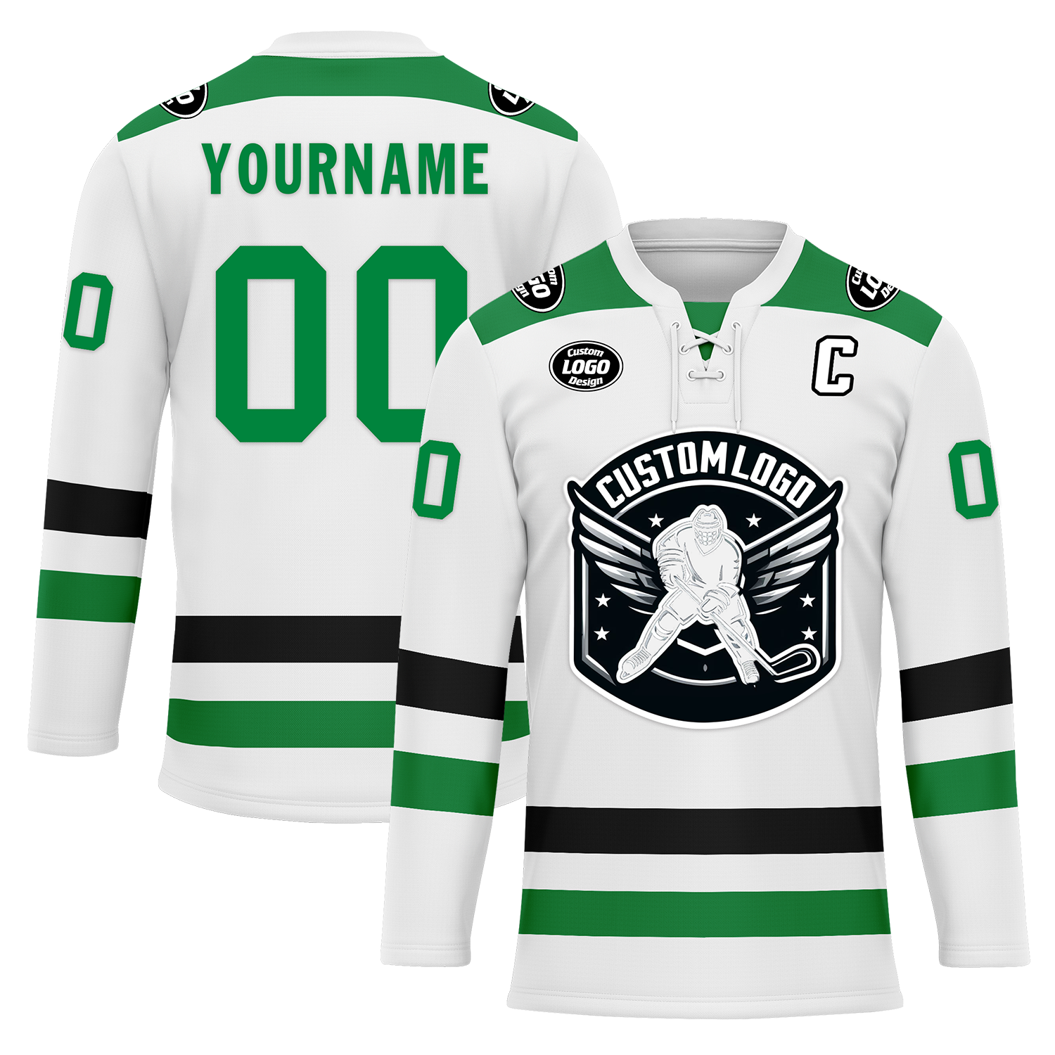 Custom White Green Personalized Hockey Jersey HCKJ01-D0a70b7