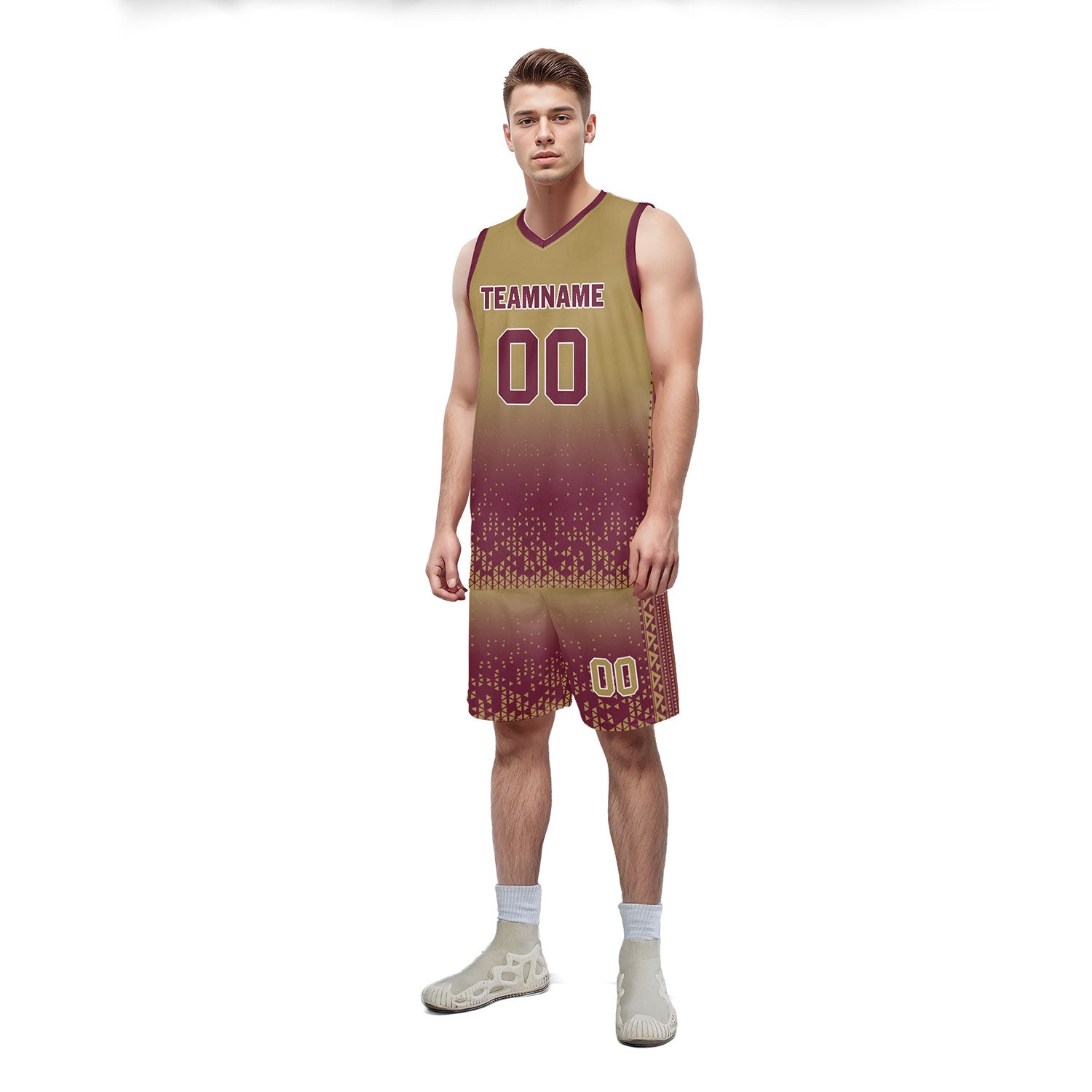 Custom Yellow Red Fade Fashion Sports Uniform Basketball Jersey BBJ01-D020102-5