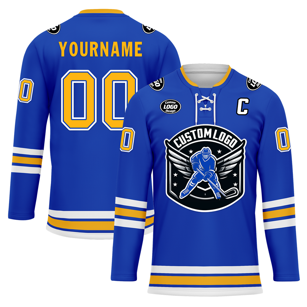 Custom Blue Yellow Personalized Hockey Jersey HCKJ01-D0a70cc