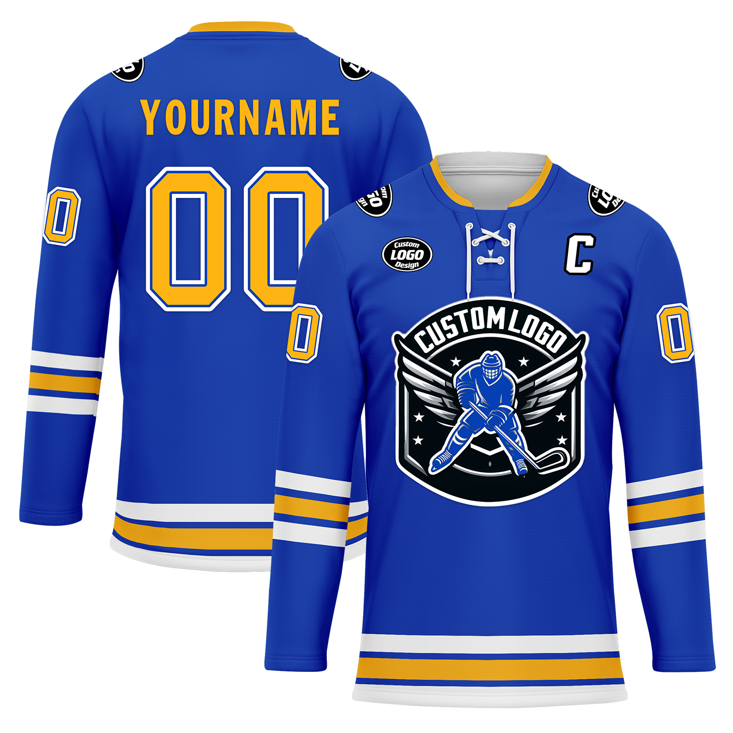 Custom Blue Yellow Personalized Hockey Jersey HCKJ01-D0a70cc