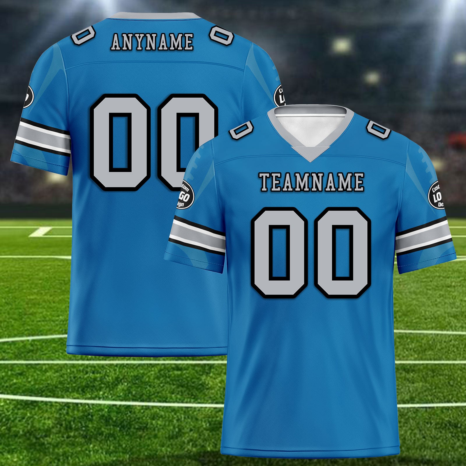 Custom Blue Detroit Football Jersey and Sports Shoes Combo Offer Personalized Combo ZH-D025008-9