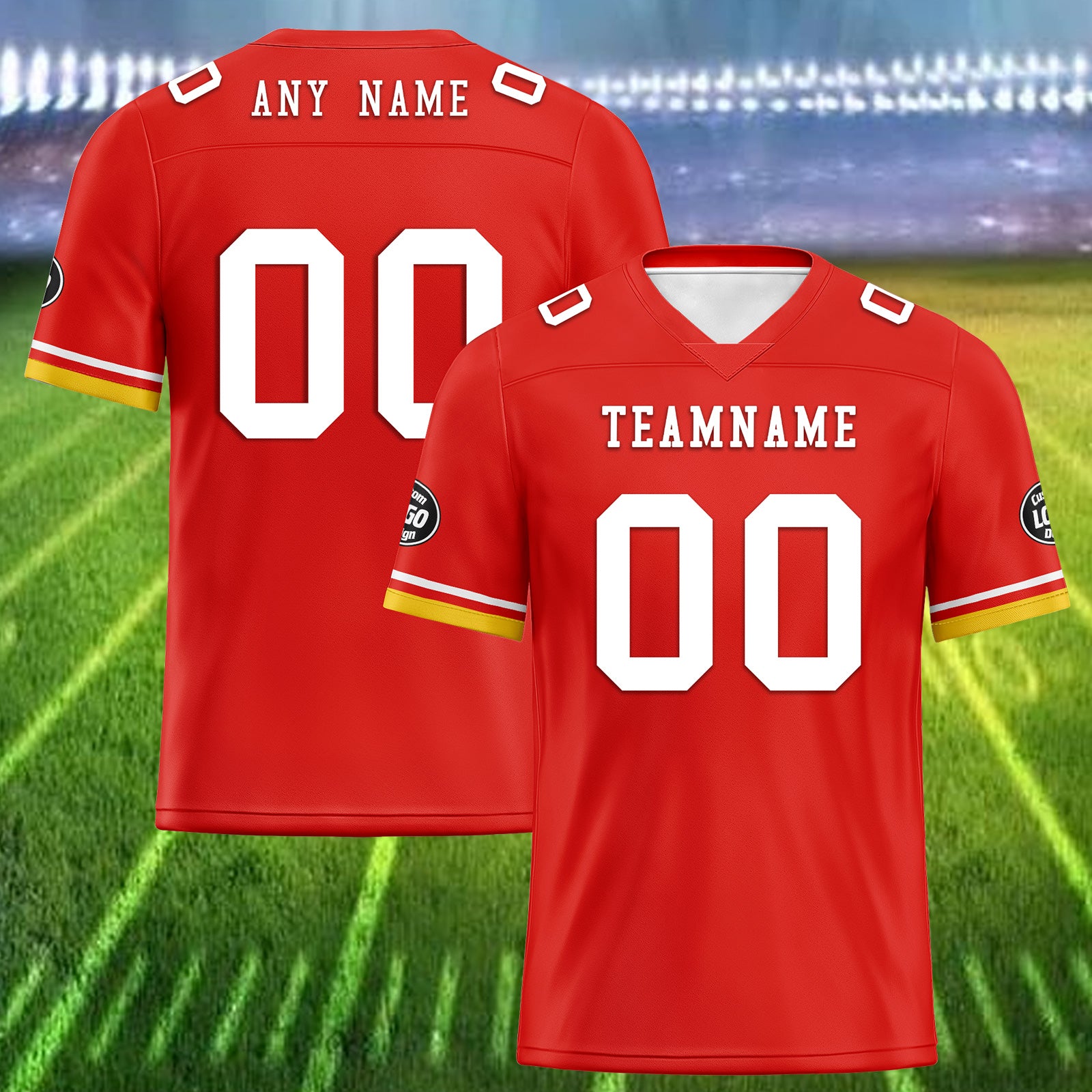 Custom Red Yellow Kansas City Football Jersey and Firesoul Sports Shoes Combo Offer Personalized Combo ZH-D020273-18