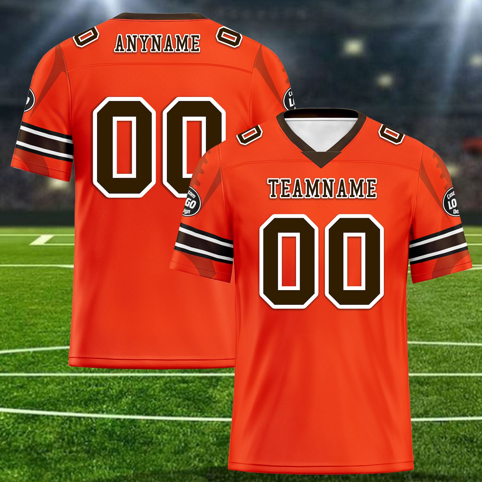 Custom Orange Cleveland Personalized Authentic Football Jersey FBJ02-D025033-11
