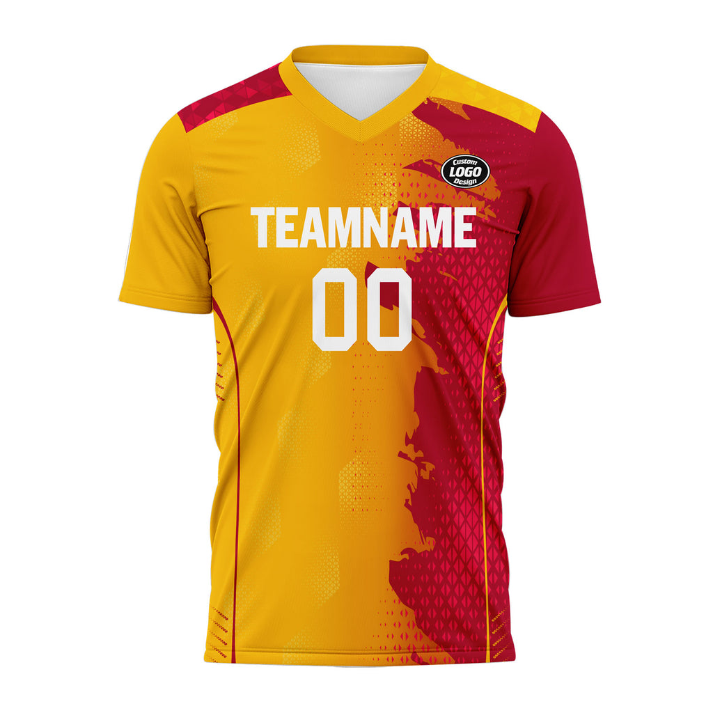 Custom Red Yellow Soccer Sets Jersey Personalized SCJ101-D020210-3