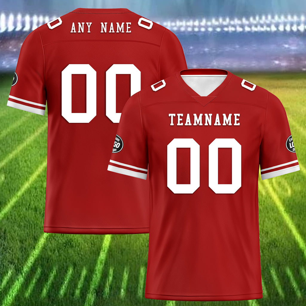 Custom Red White San Francisco Football Jersey and Firesoul Sports Shoes Combo Offer Personalized Combo ZH-D020273-25