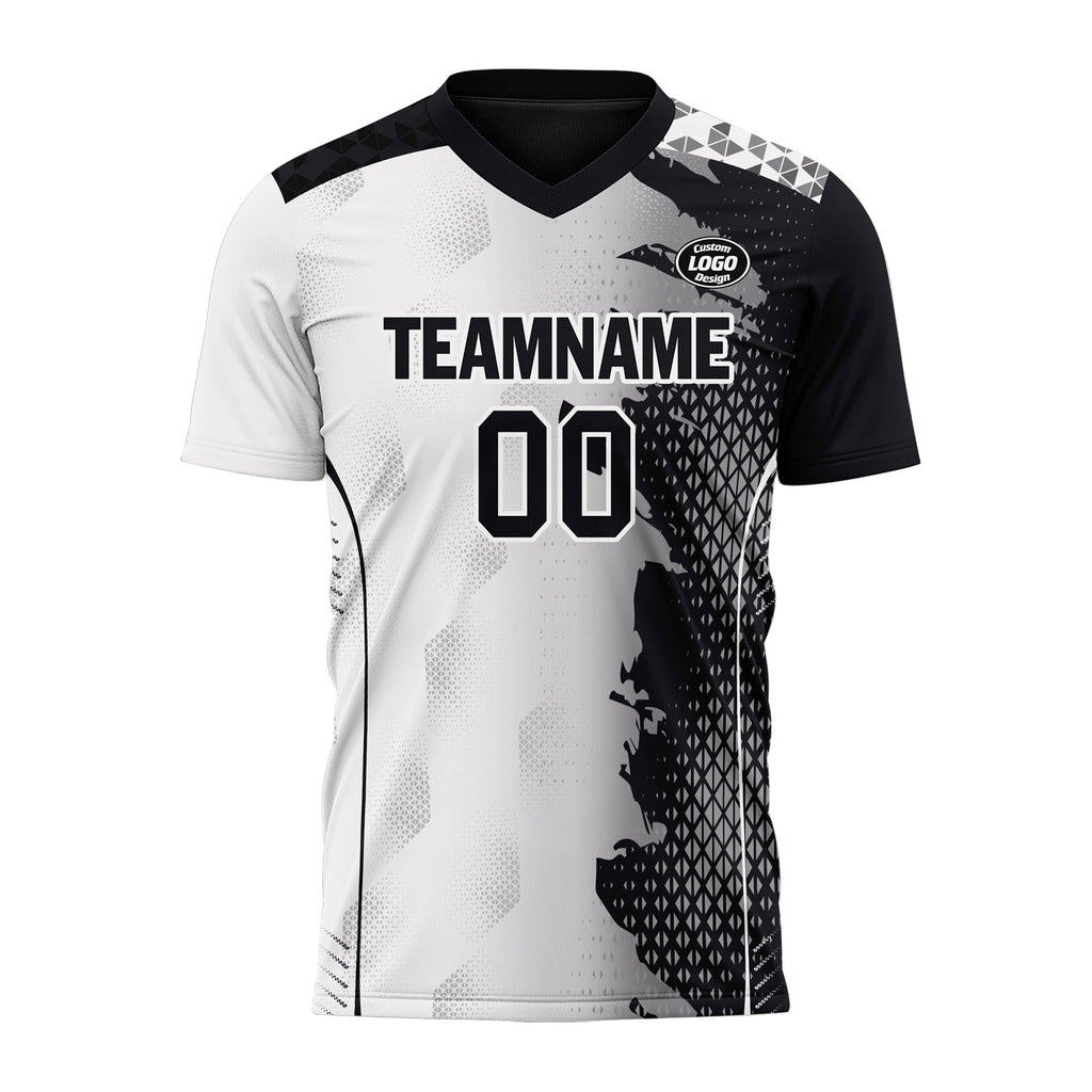 Custom Black White Soccer Sets Jersey Personalized SCJ101-D020210-2