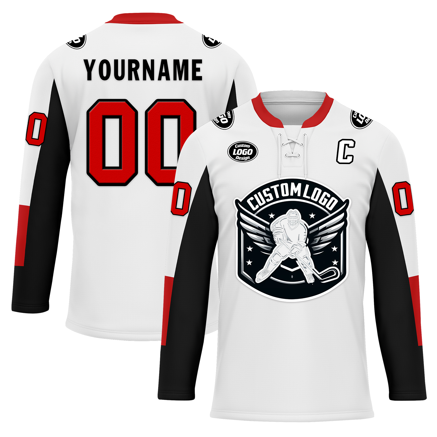 Custom White Black Personalized Hockey Jersey HCKJ01-D0a70a9