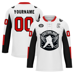 Custom White Black Personalized Hockey Jersey HCKJ01-D0a70a9