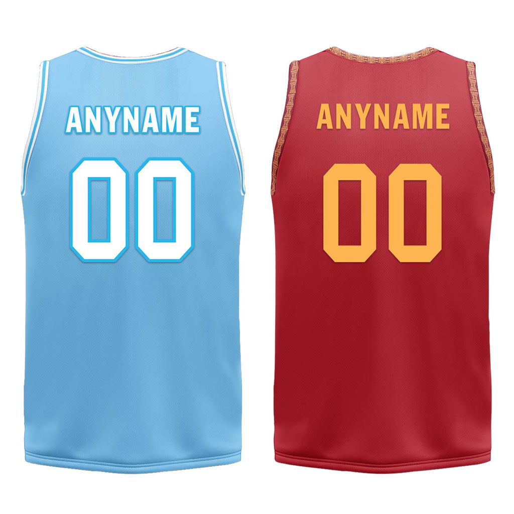 Custom Blue Red Cleveland City Edition Personalized Reversible Basketball Set Sports Basketball Jersey BBJ01R-D0610-6