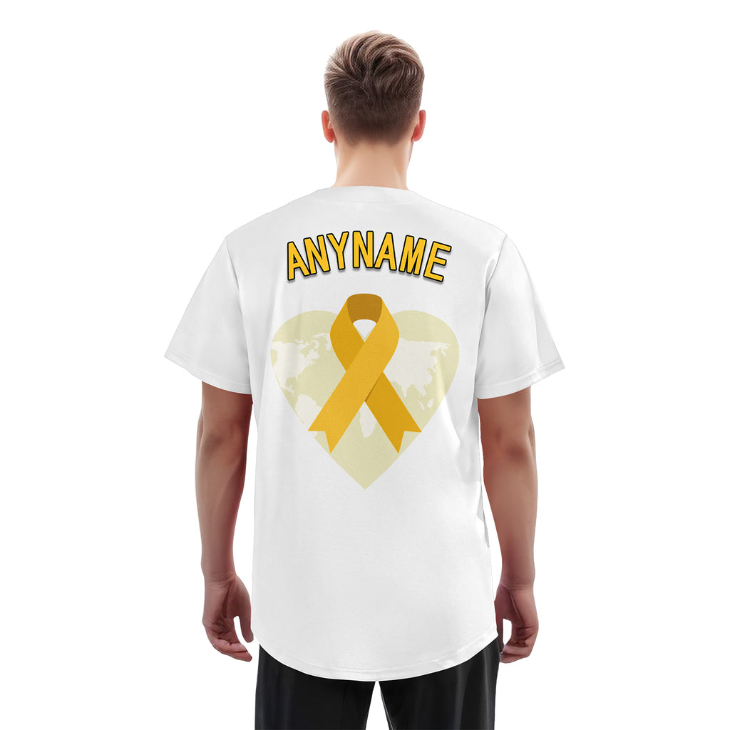 Custom White World Cancer Day Personalized Authentic Baseball Jersey BSBJ01-E06020-3