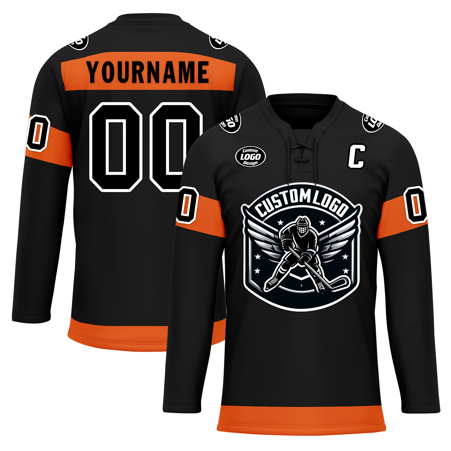 Custom Black Orange Personalized Hockey Jersey HCKJ01-D0a70ec