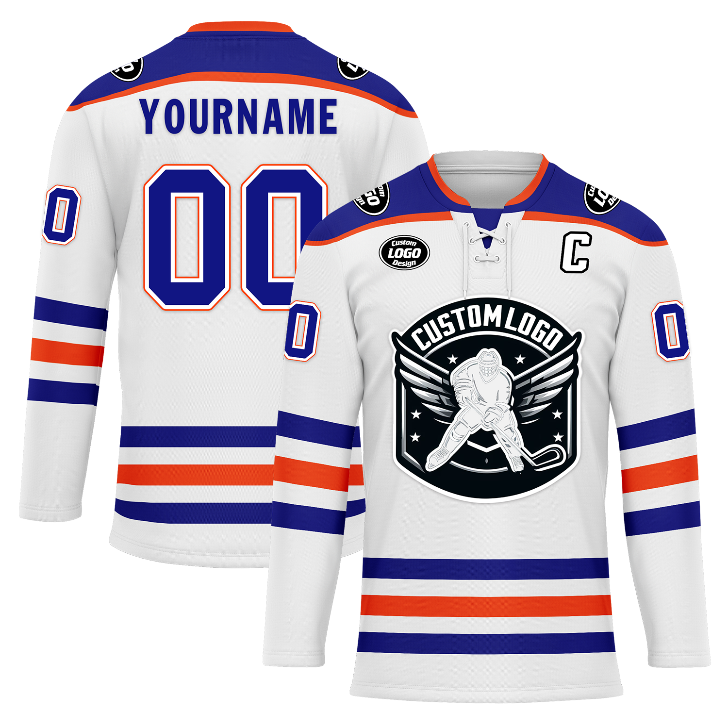 Custom White Blue Personalized Hockey Jersey HCKJ01-D0a70c7