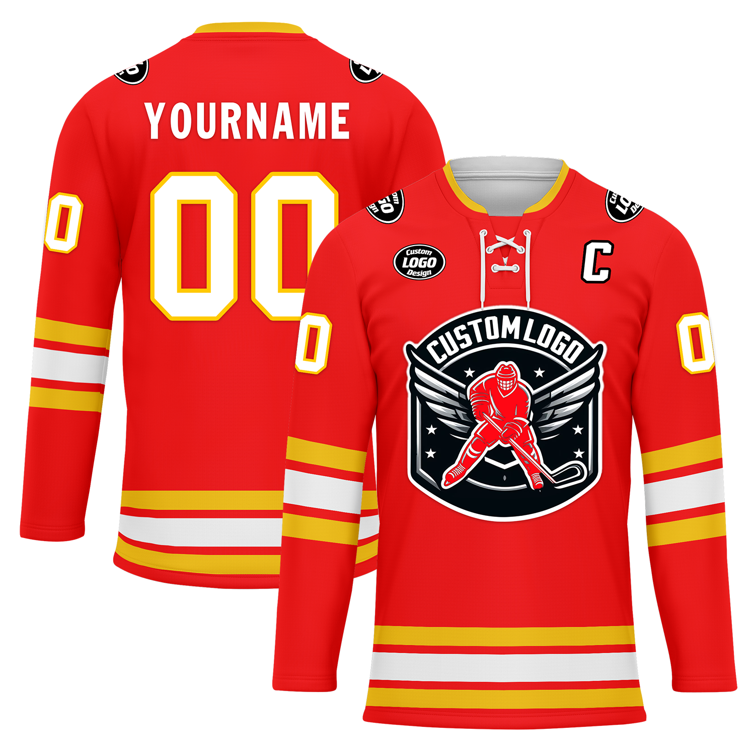 Custom Red Yellow Personalized Hockey Jersey HCKJ01-D0a70ce