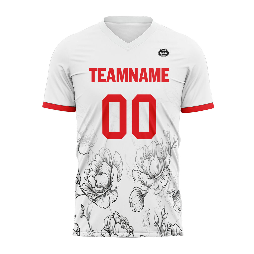 Custom White Red Soccer Sets Jersey Personalized SCJ101-D28030