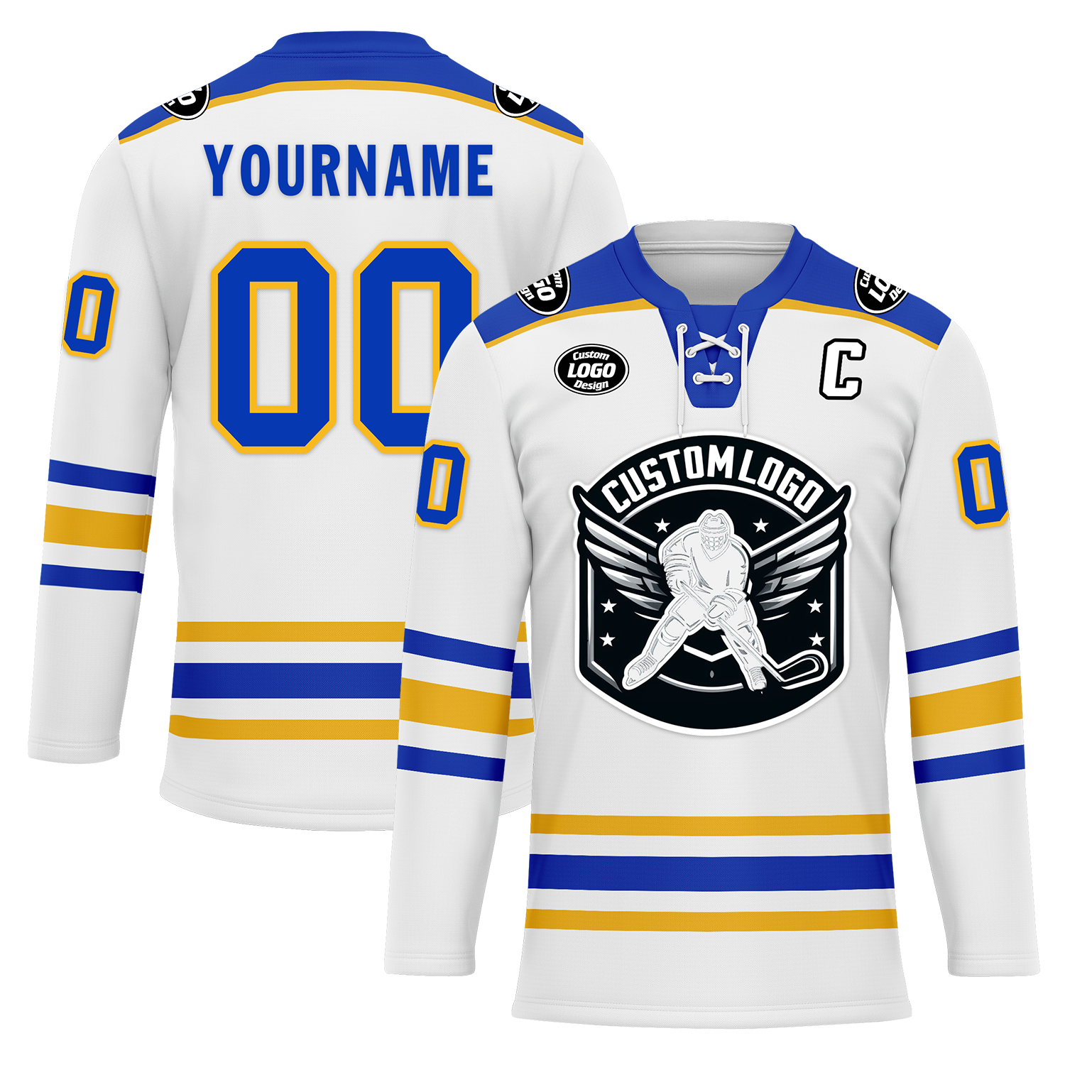 Custom White Blue Personalized Hockey Jersey HCKJ01-D0a70ab
