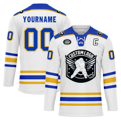 Custom White Blue Personalized Hockey Jersey HCKJ01-D0a70ab