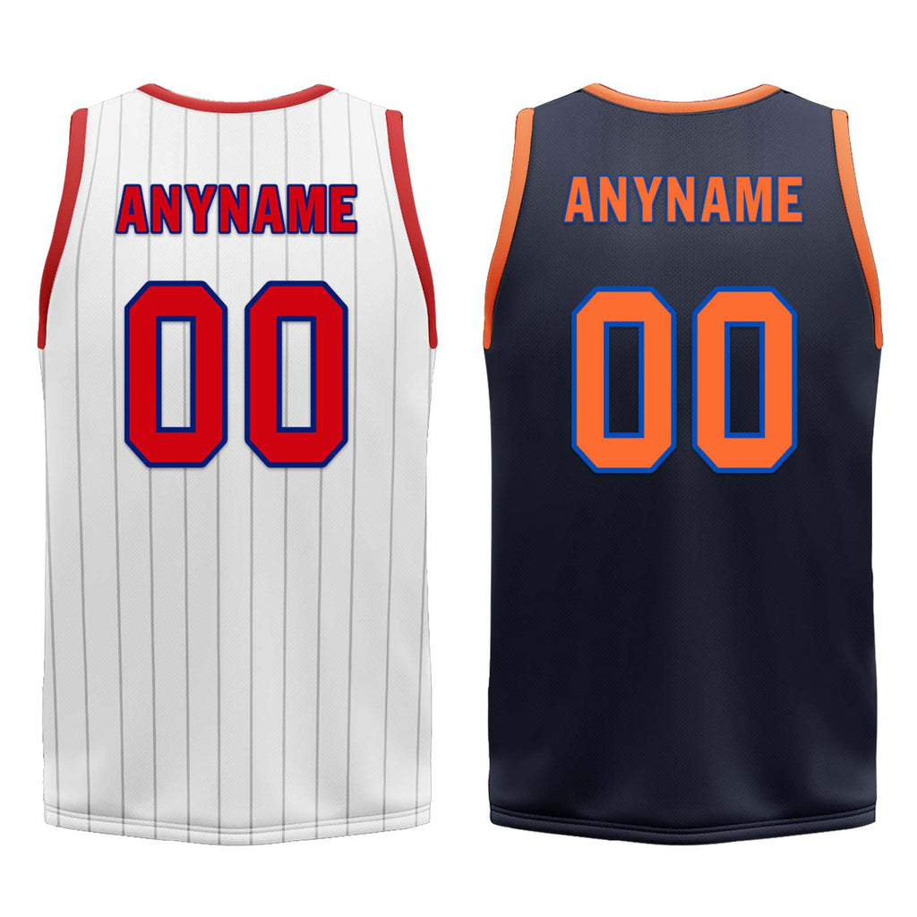Custom White Red Black New York City Edition Personalized Reversible Basketball Set Sports Basketball Jersey BBJ01R-D0610-20