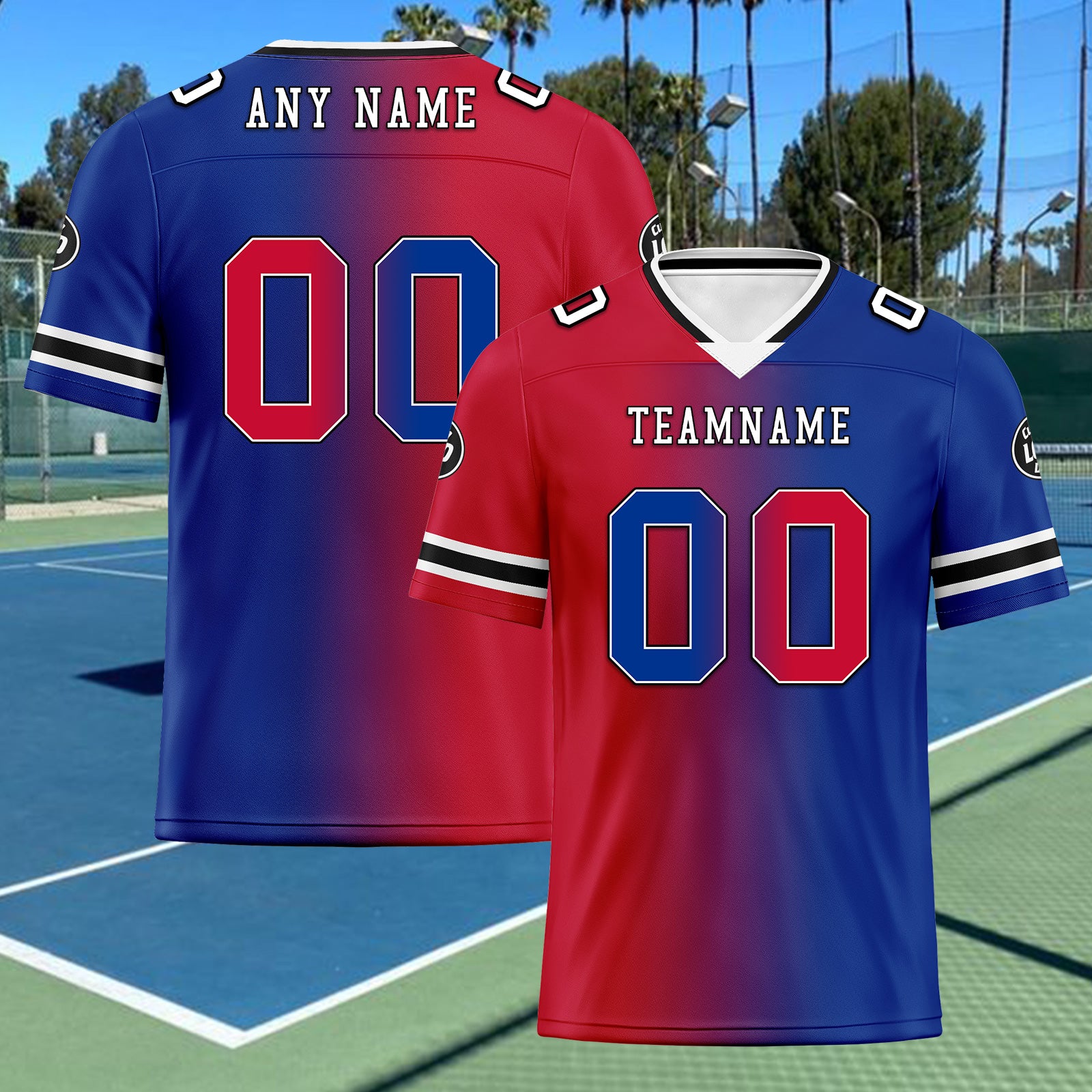 Custom Blue Red New York Personalized Authentic Football Jersey FBJ02-D028017-18