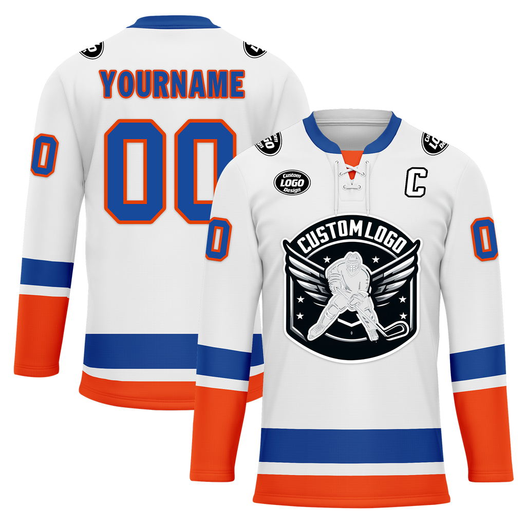 Custom White Orange Personalized Hockey Jersey HCKJ01-D0a700e