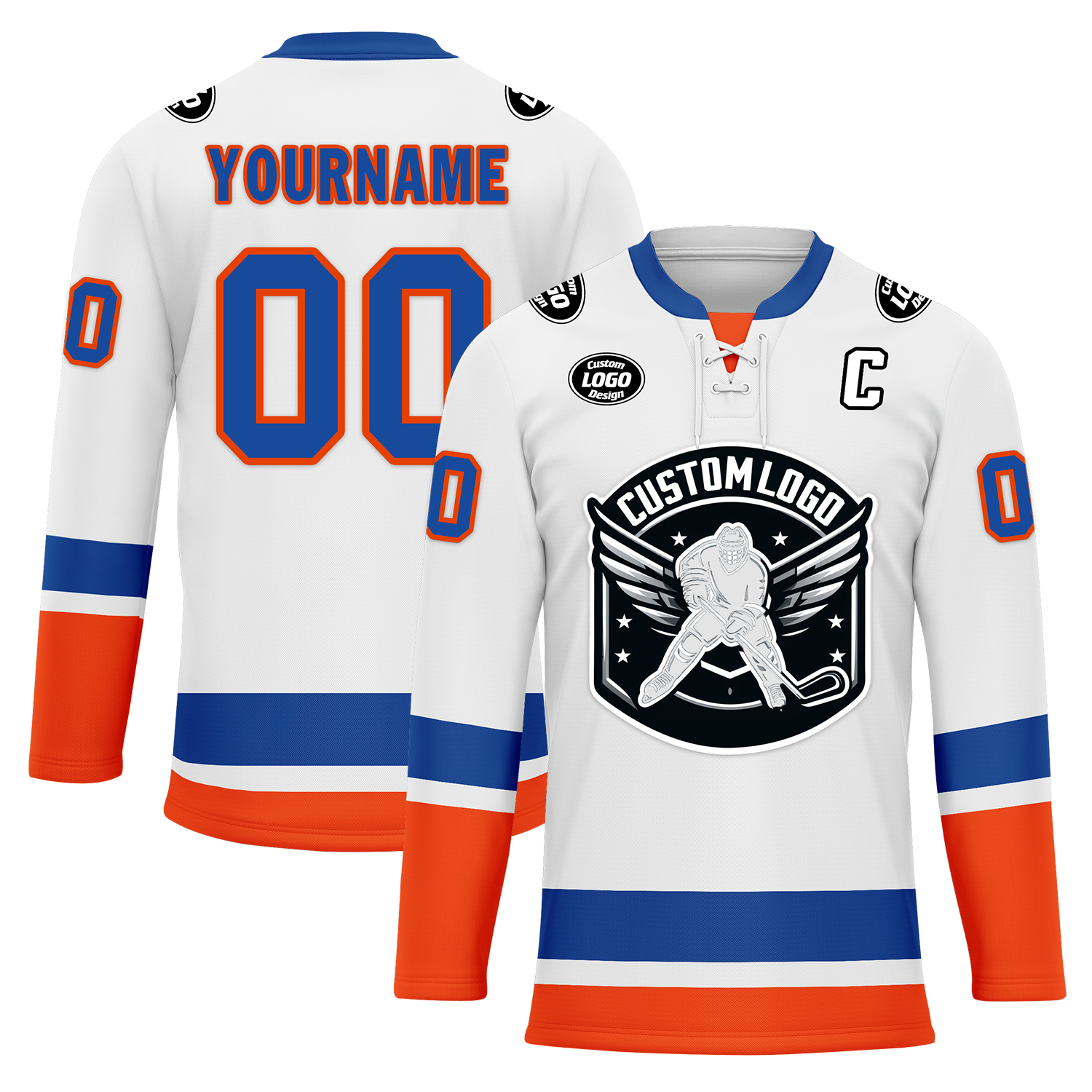 Custom White Orange Personalized Hockey Jersey HCKJ01-D0a700e