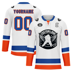 Custom White Orange Personalized Hockey Jersey HCKJ01-D0a700e