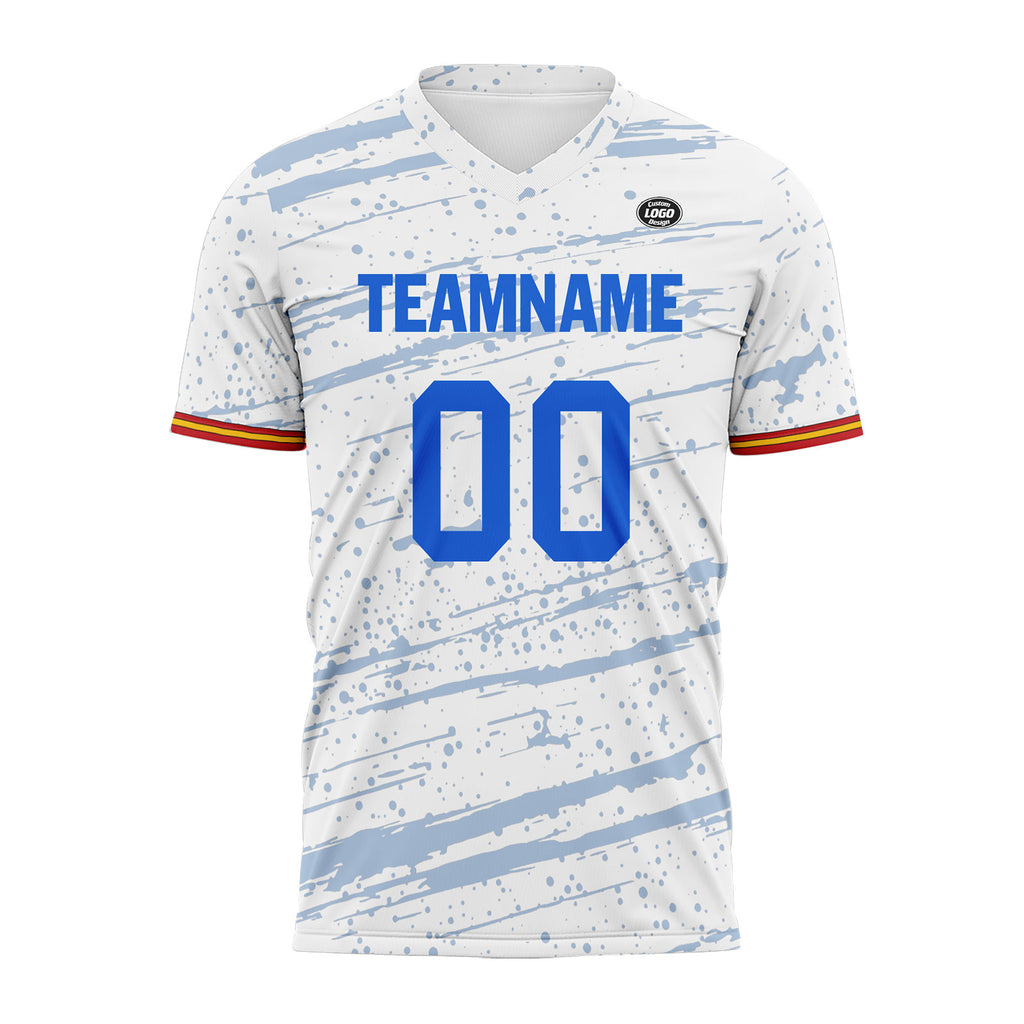 Custom White Blue Soccer Sets Jersey Personalized SCJ101-D28045