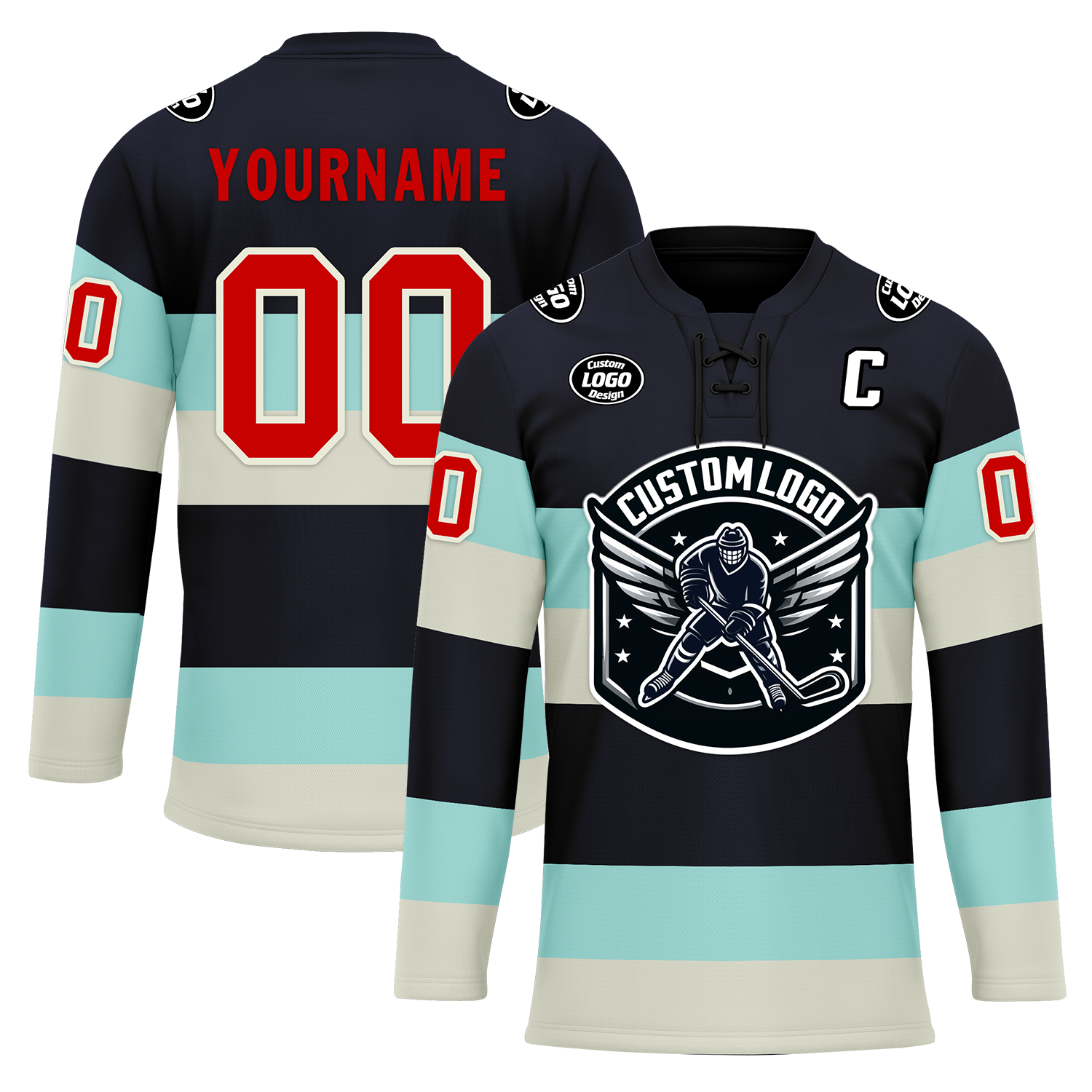 Custom Black White Personalized Hockey Jersey HCKJ01-D0a70db