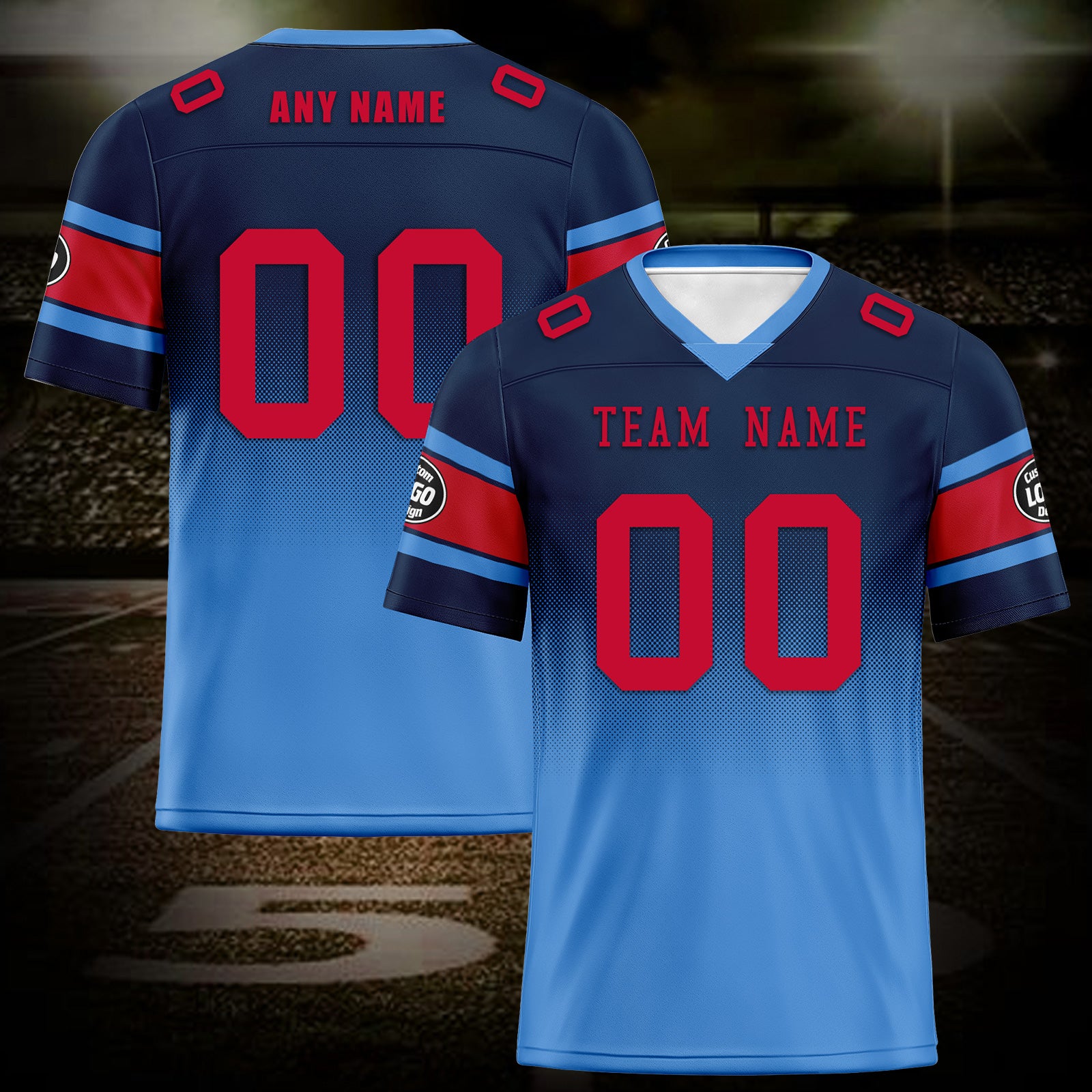Custom Blue Tennessee Personalized Authentic Football Jersey FBJ02-D020249-32