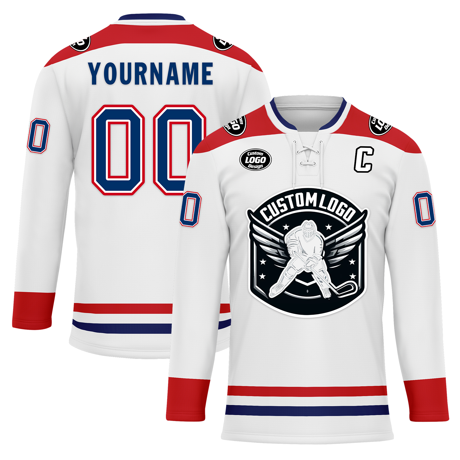 Custom White Red Personalized Hockey Jersey HCKJ01-D0a70a8