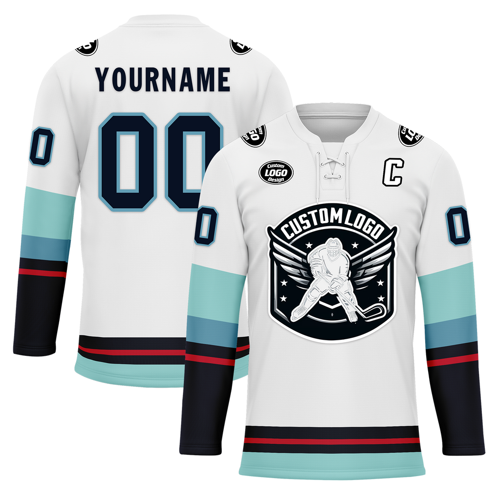 Custom White Blue Personalized Hockey Jersey HCKJ01-D0a70da
