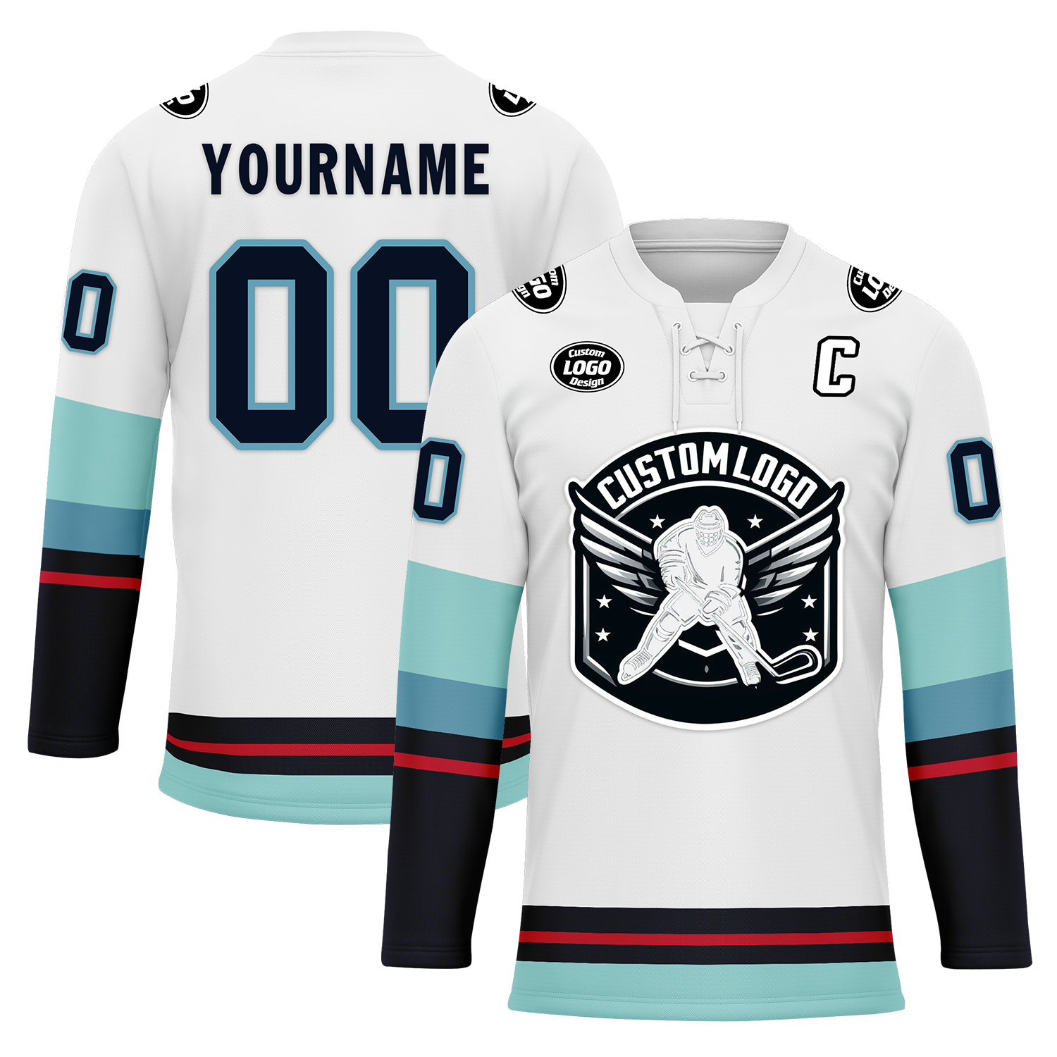 Custom White Blue Personalized Hockey Jersey HCKJ01-D0a70da