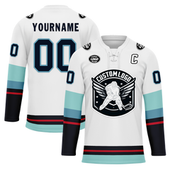 Custom White Blue Personalized Hockey Jersey HCKJ01-D0a70da