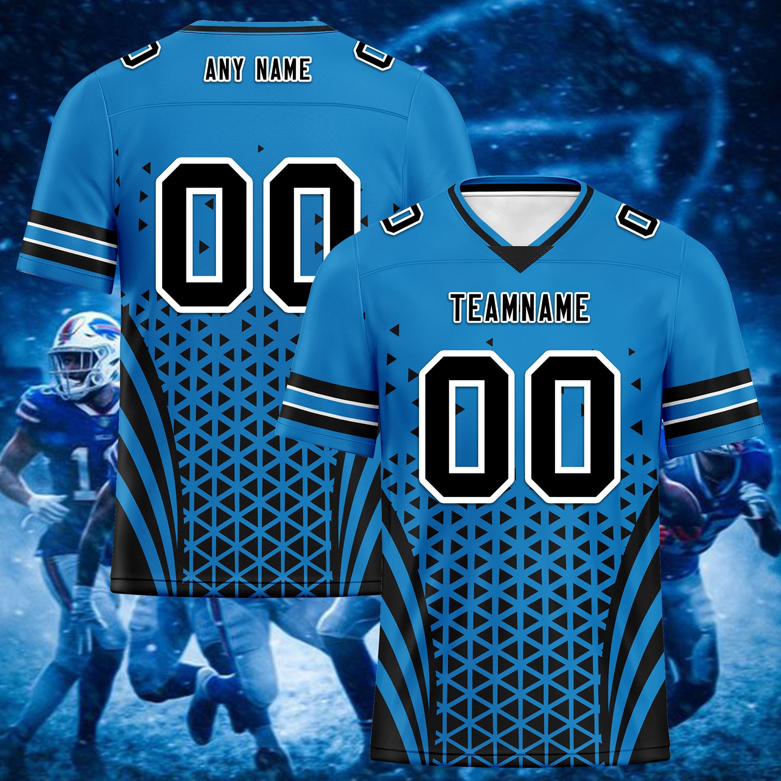 Custom Blue Black North Carolina Personalized Authentic Football Jersey FBJ02-D023033-5