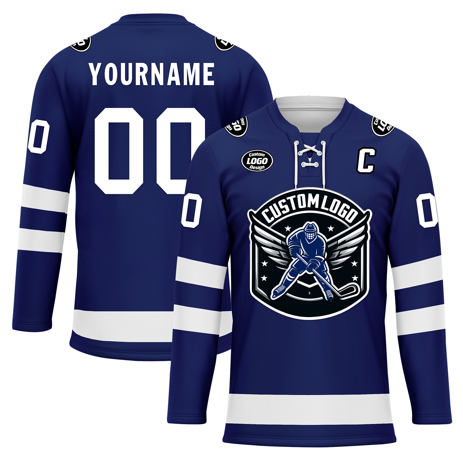 Custom Blue White Personalized Hockey Jersey HCKJ01-D0a70bc