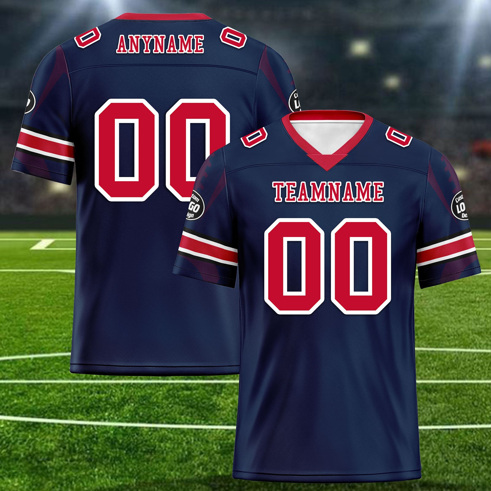 Custom Blue New England Personalized Authentic Football Jersey FBJ02-D025033-26