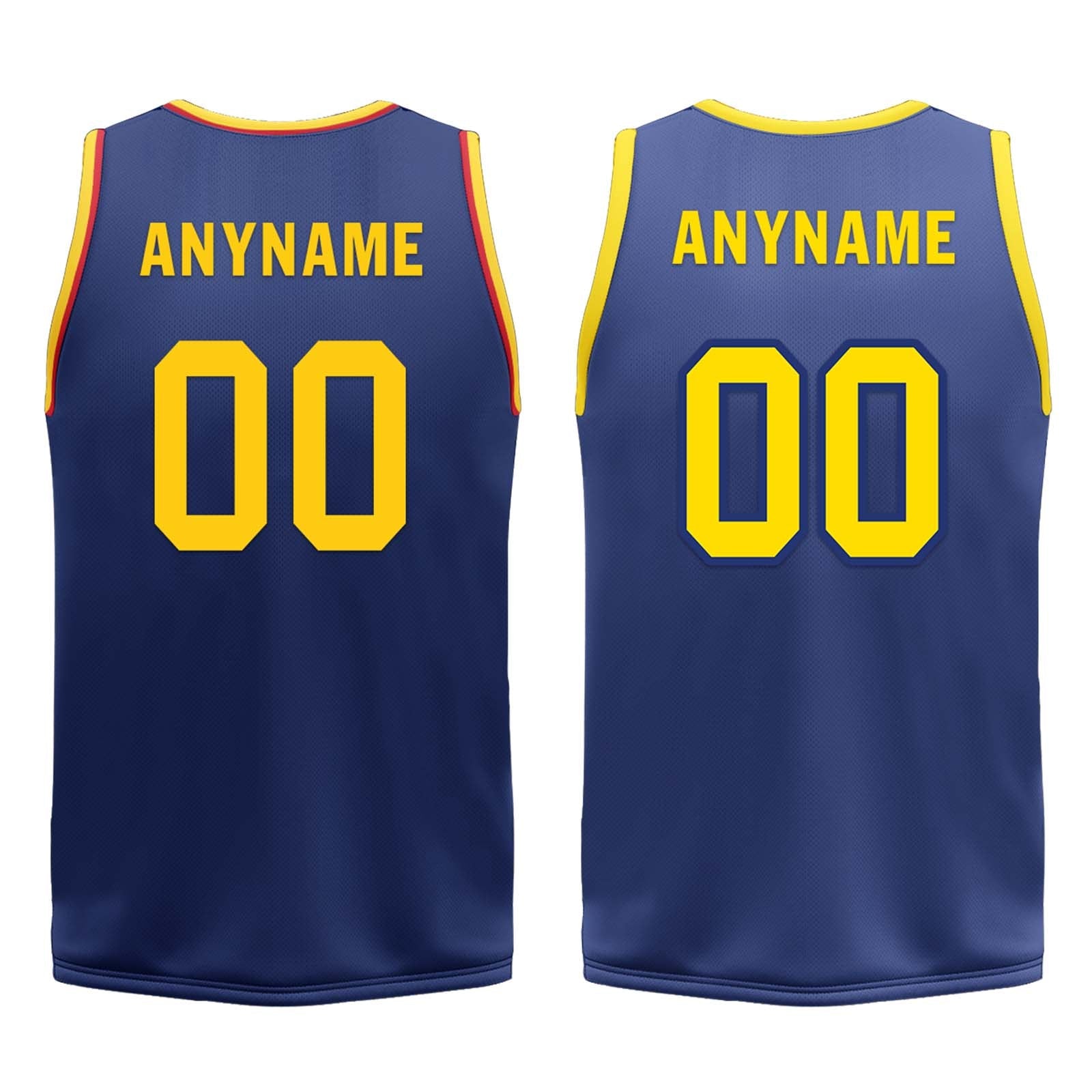 Custom Navy Blue Red Gold Golden State City Edition Personalized Reversible Basketball Set Sports Basketball Jersey BBJ01R-D0610-10-COOLMAX
