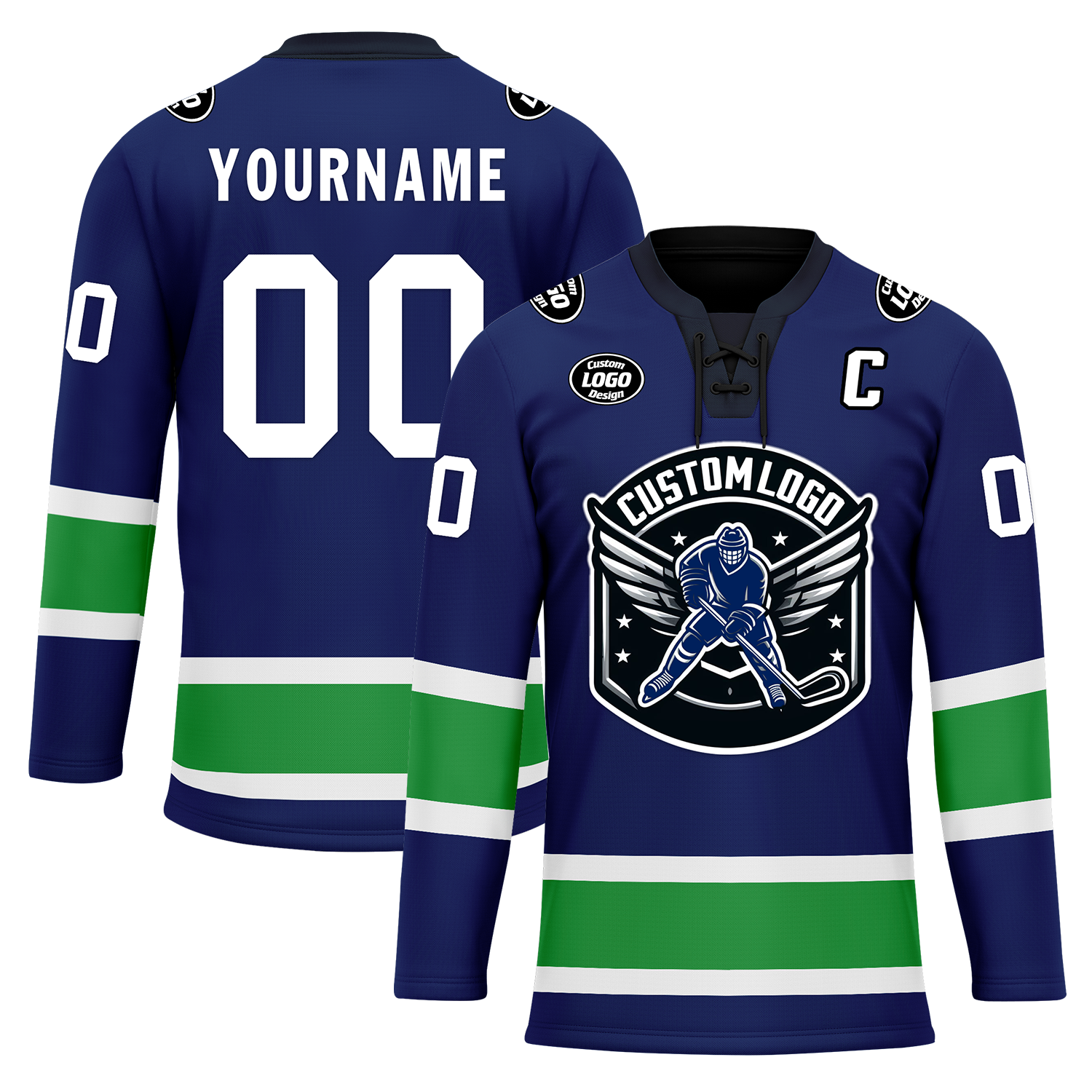 Custom Blue Green Personalized Hockey Jersey HCKJ01-D0a70dc