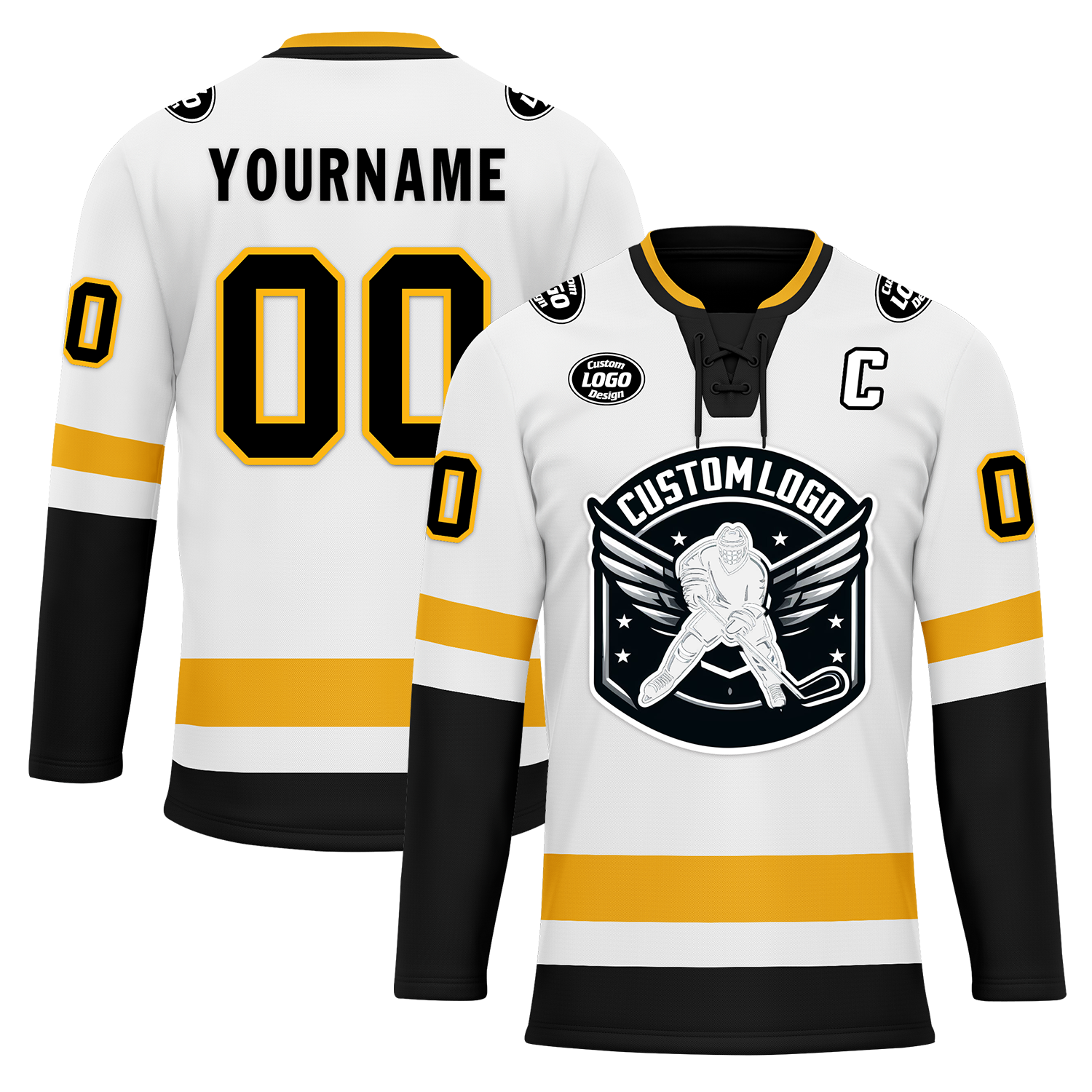 Custom White Black Personalized Hockey Jersey HCKJ01-D0a70a0