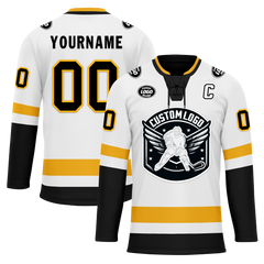 Custom White Black Personalized Hockey Jersey HCKJ01-D0a70a0