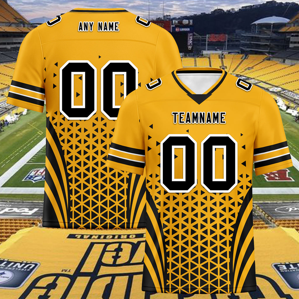 Custom Yellow Black Pennsylvania Personalized Authentic Football Jersey FBJ02-D023033-30