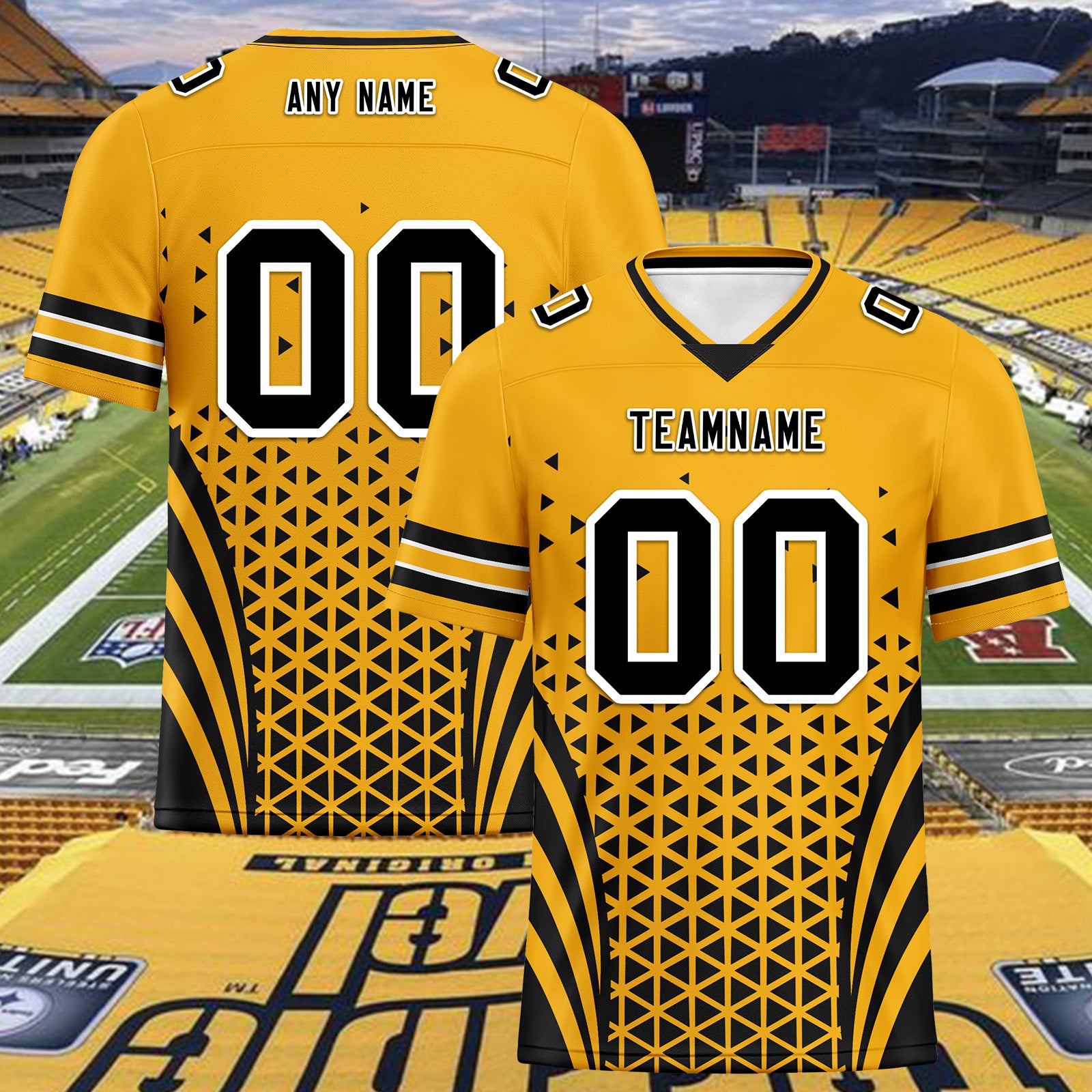 Custom Yellow Black Pennsylvania Personalized Authentic Football Jersey FBJ02-D023033-30