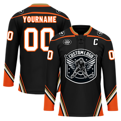 Custom Black Orange Personalized Hockey Jersey HCKJ01-D0a70d8